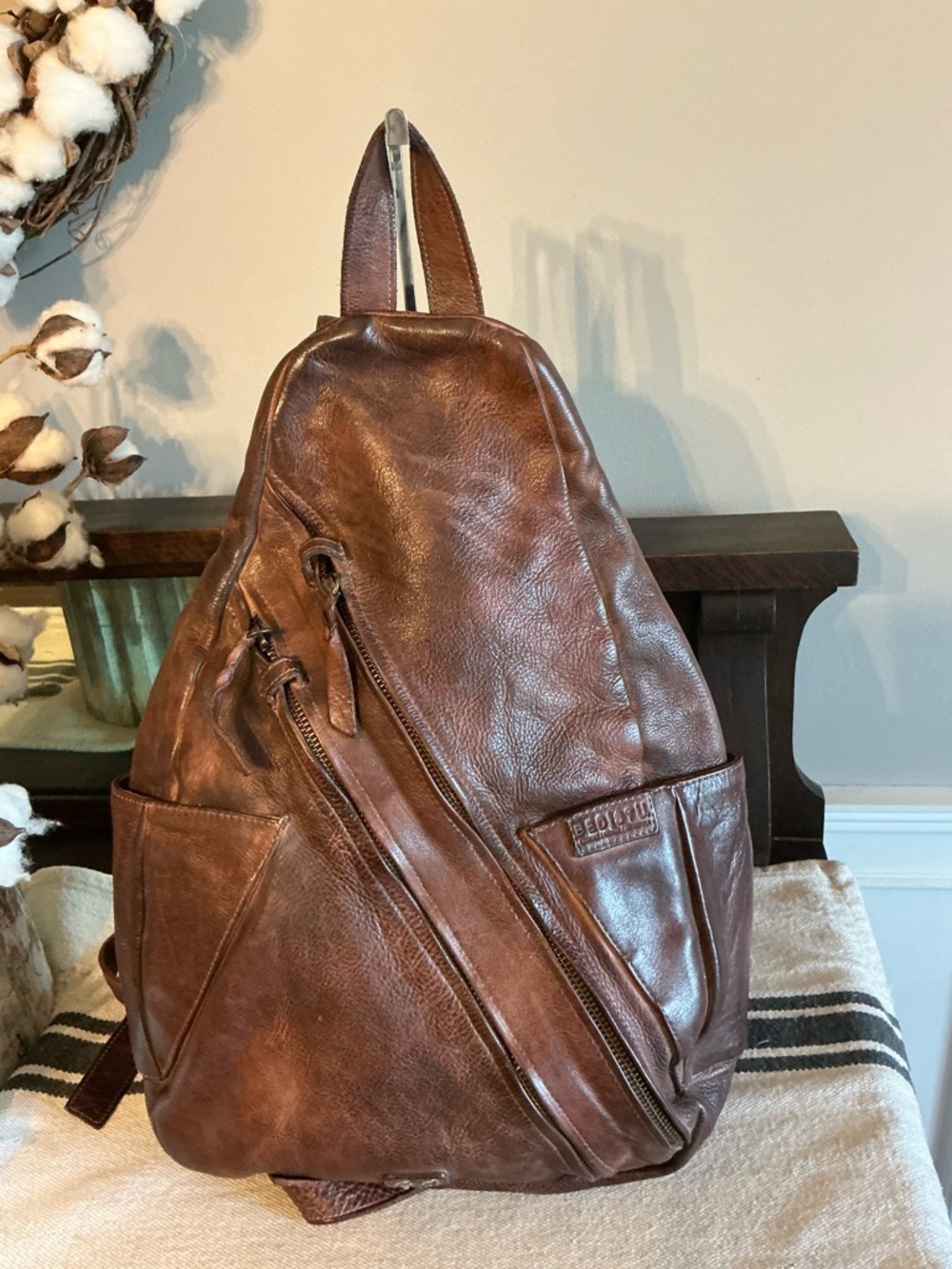 Bed Stu Leather Tommie Backpack Teak Rustic MSRP $345 - Picture 3 of 11
